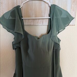 Azazie Sage Green Chiffon Gown